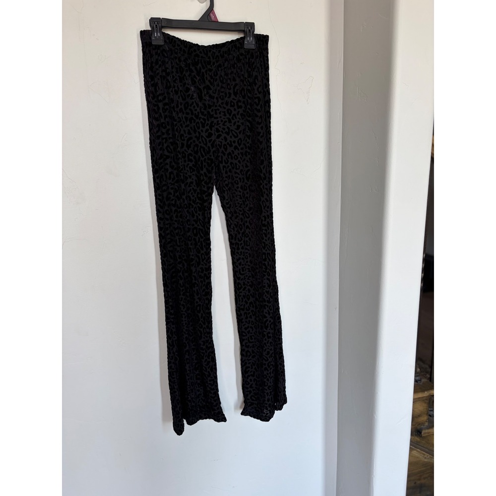 White Birch Black Velvet Leopard Print Flocking Pants Small P80207XL